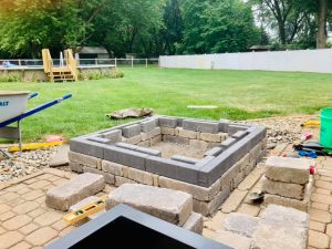 Finished front-yard landscape installation for a property in Brookfield, WI